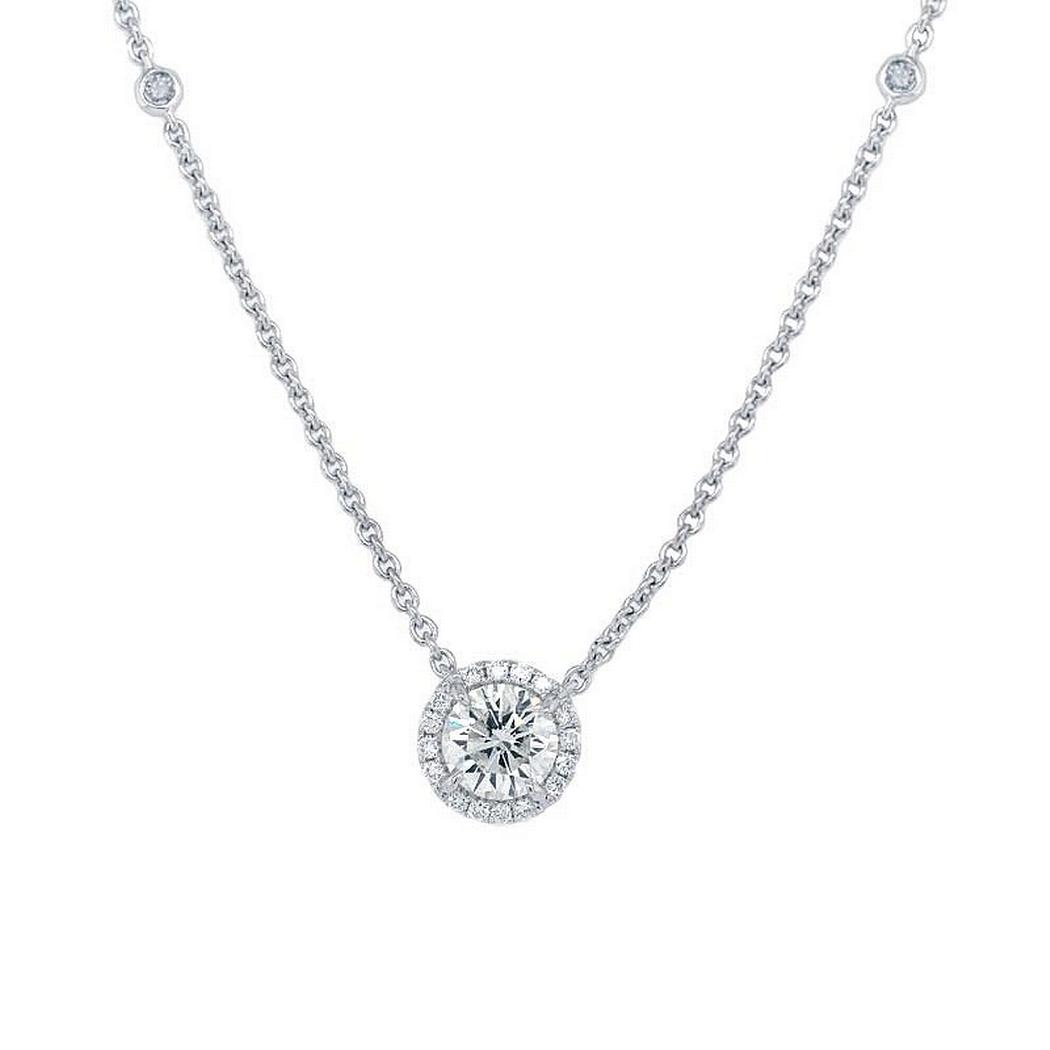 Round Diamond Halo Pendant in 0.36ctw