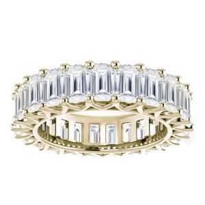Emerald Cut Lab Grown Diamond Wedding Band Yellow Gold
